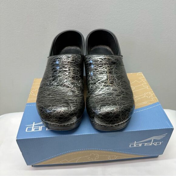 Dansko patent leather black metallic spiral professional clog shoes women's 10.5 - Picture 2 of 8